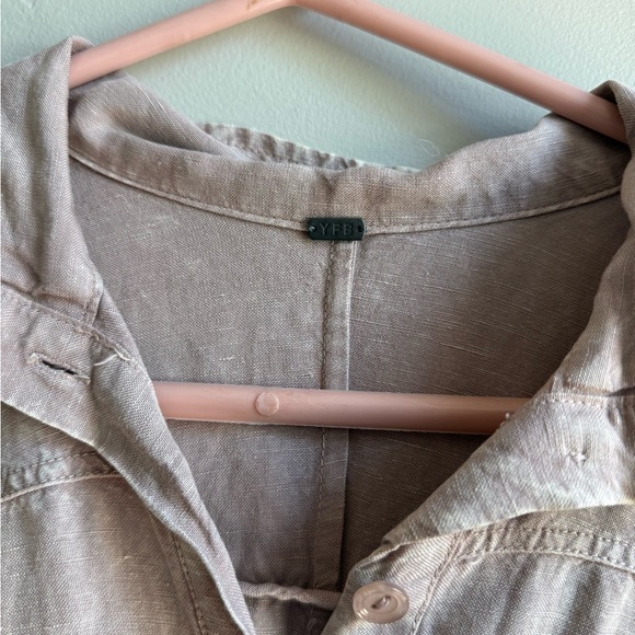 YFB Louie Long Sleeve Linen Jumpsuit in Blush Pink - Picture 4 of 6